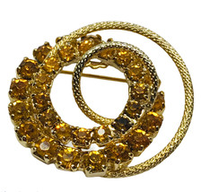 Vintage Glass Amber Gold Tone Brooch - £23.98 GBP