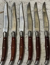 Vintage Laguiole Barenthal Steak Knives Set of 6 Bee Wood Handles Made in France - £19.73 GBP