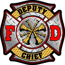 Firefighter Decal - Deputy Chief 4 Diamond Plate Maltese Sticker - Vario... - £3.30 GBP+