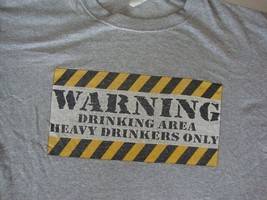 Vtg 90&#39;s Warning Drinking Area Heavy drinkers Only  Punk rock Party T shirt XL - $22.76