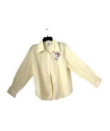 Ali &amp; Kris Yellow Floral Embroidered Blouse Size 16 Button Down Long Sleeve - $18.80