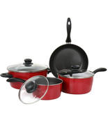 Gibson Home Armada 7 Piece Nonstick Carbon Steel Cookware Set in Red - $1,228.38 MXN
