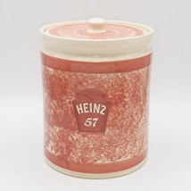 Vtg Heinz 57 Art Pottery Canister w/ Lid Red Rose Rust - £27.17 GBP