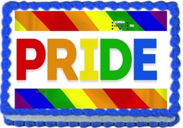 Pride Rainbpw LBGT Happy Birthday Edible Cake Topper Edible Image Cake Toppers F - $16.47