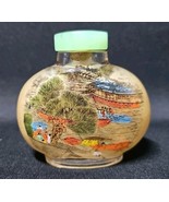 Vintage Chinese Reverse Painted Snuff Bottle Jade Stopper Village Landsc... - $173.34