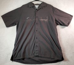 Columbia River Lodge Fishing Shirt Mens Large Charcoal Short Sleeve Button Down - £10.87 GBP