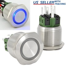 25Mm Stainless Steel Momentary Push Button Switch With Blue Led - $25.99