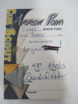 Vintage Silver Arrow Point Head Arrowhead Patch Cub Boy Scouts of America BSA US - £3.85 GBP