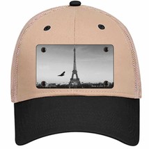 Eiffel Tower Black and White With Bird Novelty Khaki Mesh License Plate Hat - £23.16 GBP