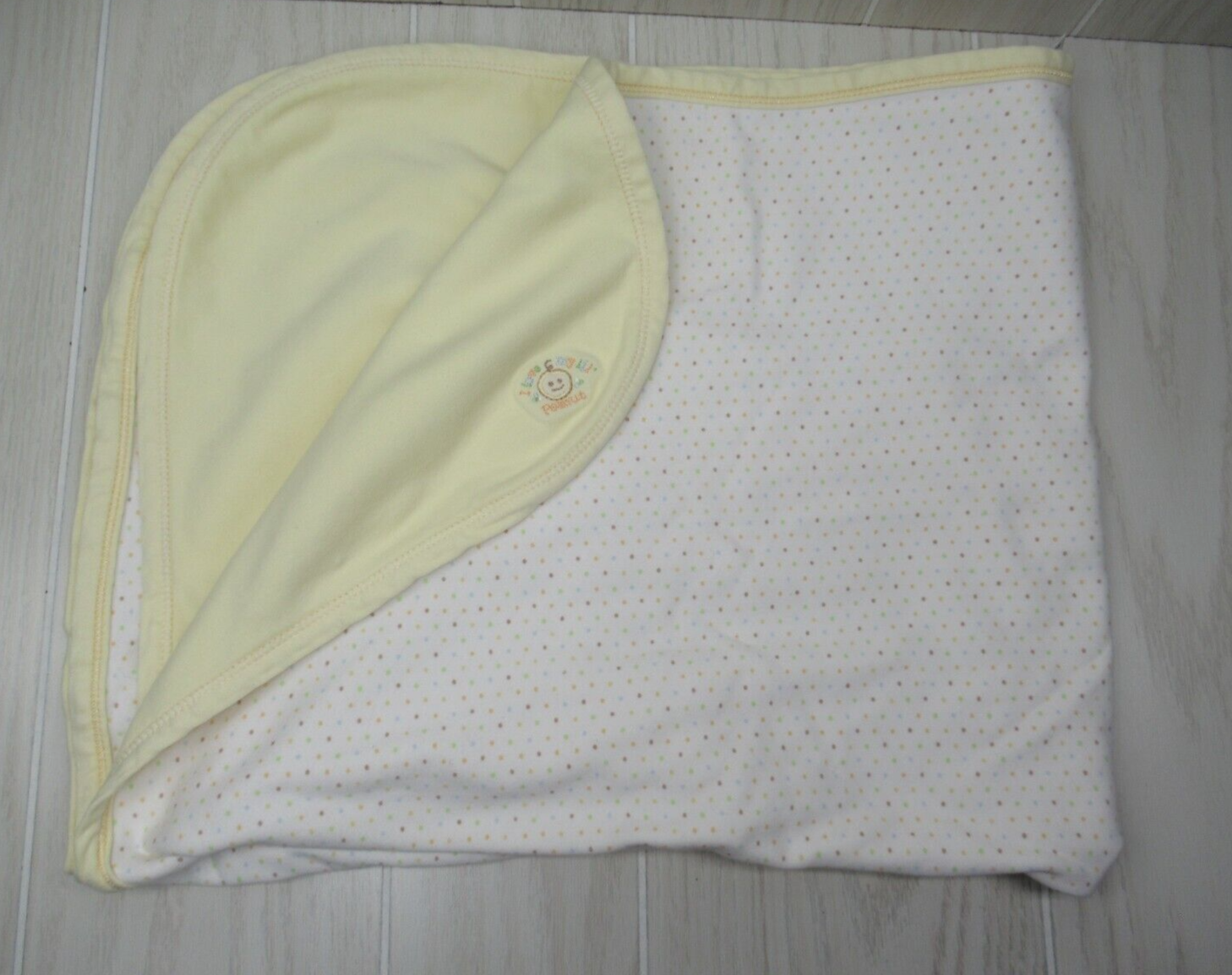 Gerber yellow orange polka dots baby receiving blanket cotton Love Lil Peanut - £10.58 GBP