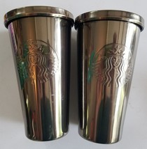 Lot of Two(2) Stainless Starbucks 16 Oz. Cold Cup Tumblers - Missing Straws - £19.69 GBP