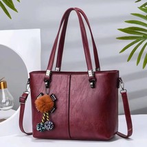  Tote Bag  Retro Shoulder Messenger Bag PU Leather Commuter Women&#39;s Bag Large Ca - $47.00