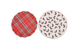 NEW Christmas Holly Berry Plaid Reversible Quilted Holiday Placemat roun... - $9.95
