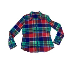 Chaps Women’s Multicolor Plaid Zip Up Long Sleeve Shirt Size Medium - £21.98 GBP