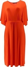 NEW G Giuliana EcoLuxe Knit Orange Festival Red Maxi Dress Kimono 3/4 Sl... - £8.55 GBP
