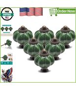 12pcs Elegant Dark Green Ceramic Pumpkin Drawer Knobs with Smooth Finish - $31.87 CAD