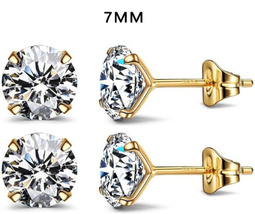 4ct 7mm moissanite earrings yellow gold plated sale bogo free - £59.94 GBP