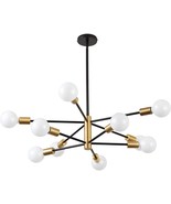 Modern Sputnik Chandelier, Black and Gold Chandelier,Mid Century Pendant... - $2,808.35 MXN