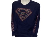Superman Superhero Comics Men T-Shirt XL Distressed Shield Long Sleeve  - $13.20