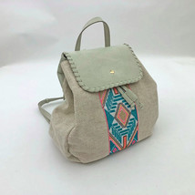 Jen &amp; Co. Tribal Back Pack Vegan Leather Embroidered Woven Pattern Ivory Cream - £41.45 GBP