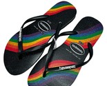 HAVAIANAS Black Rainbow Flip Flops size 37/38 women&#39;s 7/8 New - £19.69 GBP