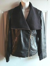 Iman Global Chic Moto Black Leather Lined Jacket Size Small New With Tag $279 - £37.96 GBP