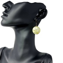 Fashion Earrings Yellow Tone Fashion Jewelry Glam Confetti looking inside Disc G - £12.90 GBP