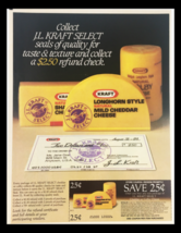 1984 J.L. Kraft Select Mild Cheddar Cheese Circular Coupon Advertisement - £14.26 GBP