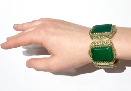 BIG Chinese Antique Vintage Bracelet  Chrysoprase green stone China Silver mark - £911.26 GBP