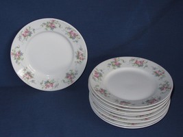 9 Bread Side Plates Limoges Wm Guerin &amp; Co Vintage Rose Violets Flowers 6&quot; - £38.93 GBP