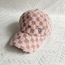 Autumn And Winter Warm Hats Women&#39;s Checkerboard Rabbits Plush Baseball Caps Lov - £11.45 GBP