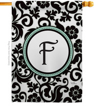 Damask F Initial House Flag Simply Beauty 28 X40 Double-Sided Banner - $36.97