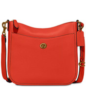 Coach Chaise Crossbody Polished Pebbled Leather Red/Orange Handbag Purse NEW - £147.29 GBP