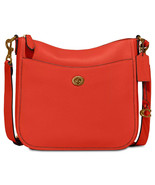 Coach Chaise Crossbody Polished Pebbled Leather Red/Orange Handbag Purse... - £143.04 GBP