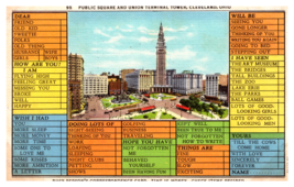 Public Square Union Terminal Tower Cleveland Ohio Linen Postcard Unposted - £3.84 GBP