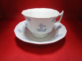Adderley England Chelsea antique pattern white and lavender cup and saucer - £50.87 GBP