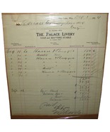 1914 Antique THE PALACE LIVERY Delivery Service Invoice Receipt Barron C... - $9.99