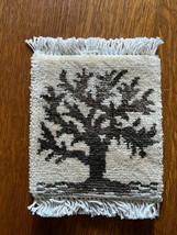 Small Tan w Brown Leafless Oak Tree Area Carpet Rug w Fringe for Doll House or  - £9.02 GBP