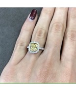 3.50 CT Canary Yellow Cushion Cut Moissanite Engagement Solitaire Weddin... - $99.99