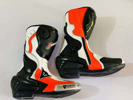 WHITE/BLACK/RED Motorcycle Racing Boots Motorbike Shoes Racing LEATHER B... - £94.35 GBP