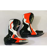WHITE/BLACK/RED Motorcycle Racing Boots Motorbike Shoes Racing LEATHER B... - £93.71 GBP