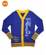 SIGMA GAMMA RHO SORORITY BLUE SEQUIN LIGHT WEIGHT CARDIGAN SWEATER S-3X - £41.07 GBP