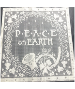 Christmas Holiday Ivory Lace Pillow Panel Décor 11x12 Peace On Earth Vin... - £3.82 GBP