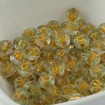 50 Letter Beads Alphabet Glitter Gold Wholesale 7mm Flat Assorted Lot BULK - £3.88 GBP
