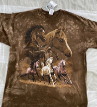 NWT Desert Wash Mystical Wild Horses Tie-Dye T-Shirt 2XL Baggy Brown Gra... - £23.25 GBP