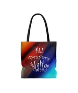 AOP Rainbow Style Tote Bag &quot;All Prayers Matter&quot; white graphic - $24.74+