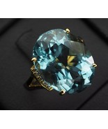 Sparkling Baby Blue Aquamarine 14.6Ct 925 Sterling Silver 24K Gold Verme... - $300.00
