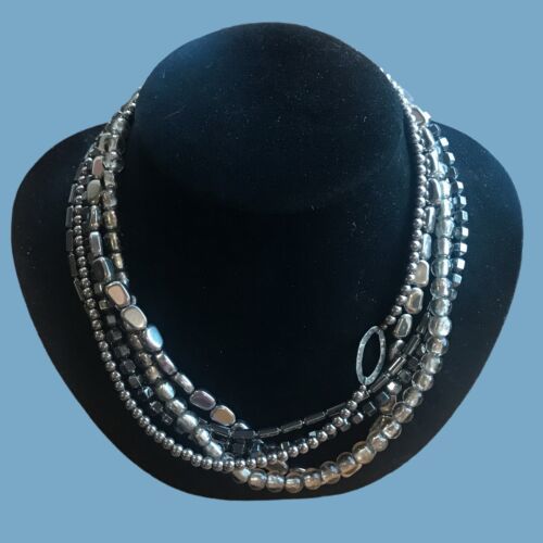 SILPADA - N1936 - Hematite Glass Sterling Silver Necklace / Multi-Strand - $75.00