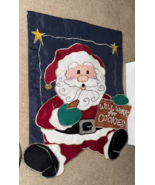Santa Claus WILL WORK for COOKIES Christmas Garden Flag  Decorations - $20.56 CAD