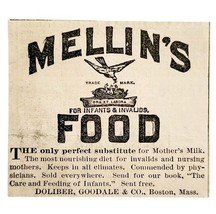 Mellin&#39;s Food Infant Milk 1885 Advertisement Victorian Baby Food ADBN1A17 - $378.90 MXN
